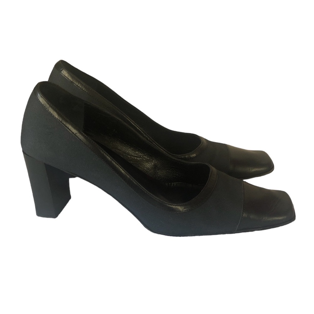 Women's Made in Italy Coach Melora Navy/Black Twill and Leather Heels. Size 9 B - Picture 6 of 16
